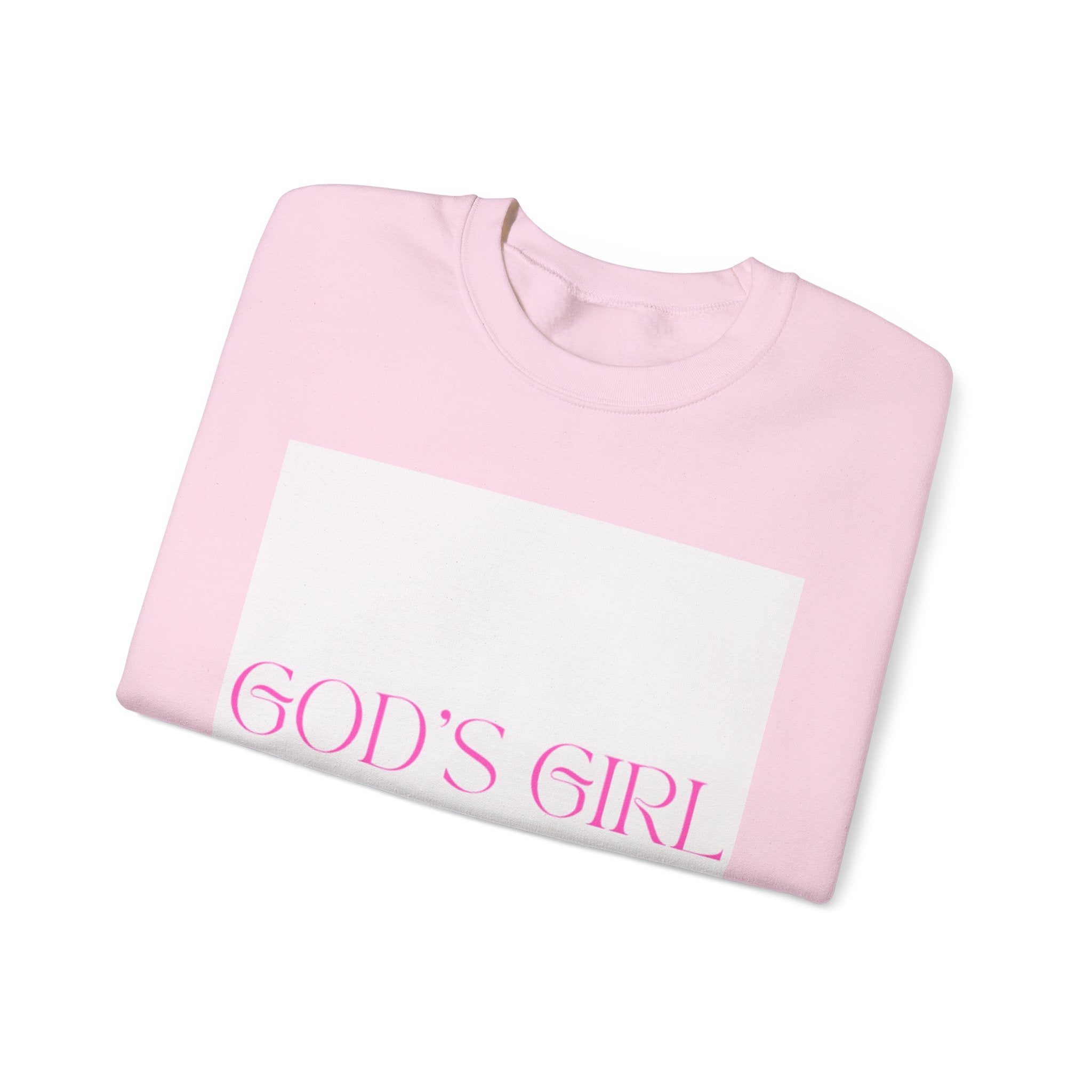 Crewneck Sweatshirt — "GOD'S GIRL" Pink Script Christian Pullover