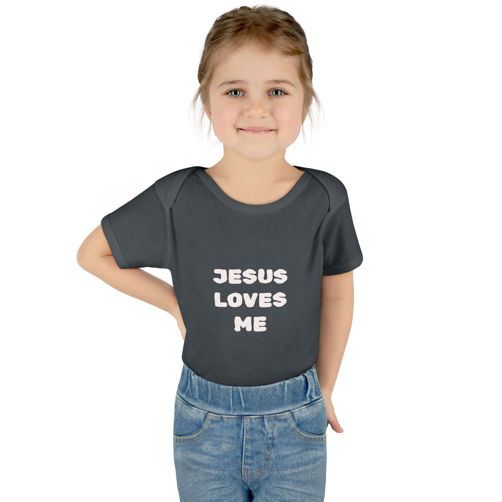 Jesus Loves Me Infant Rib One-Piece (Plain White)
