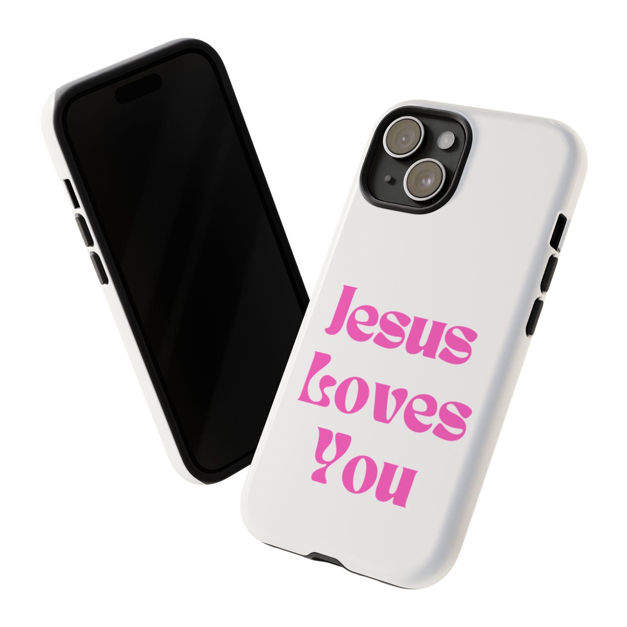 Jesus Loves You Phone Case — Pink Retro Christian Phone Cover
