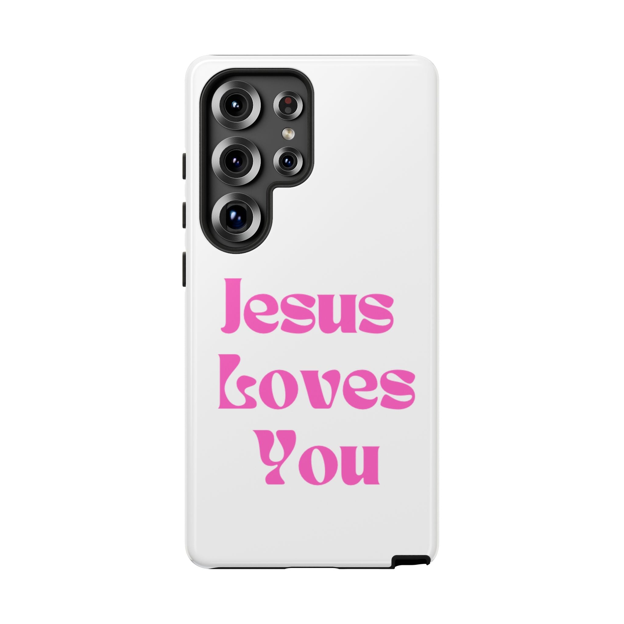 Jesus Loves You Phone Case — Pink Retro Christian Phone Cover