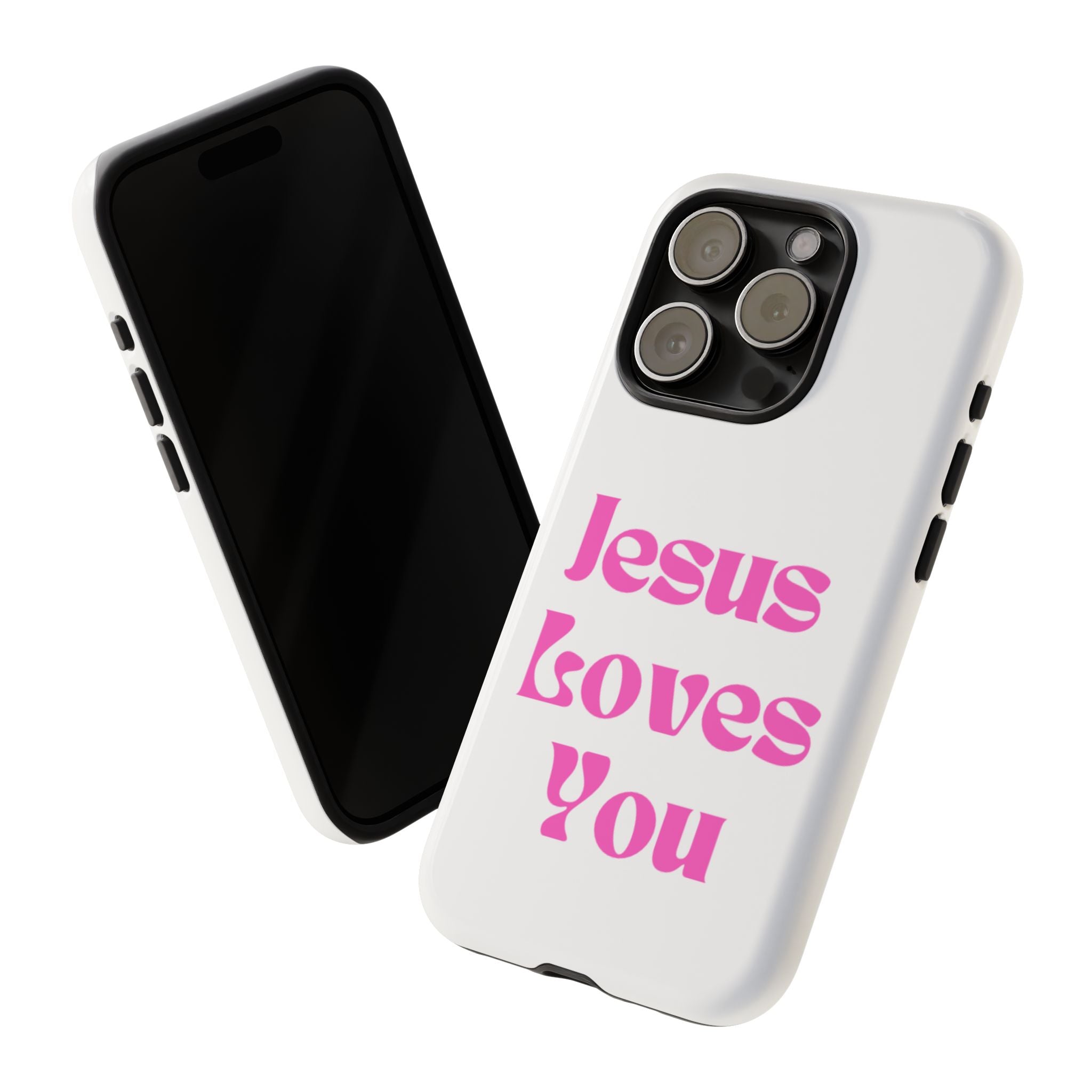 Jesus Loves You Phone Case — Pink Retro Christian Phone Cover