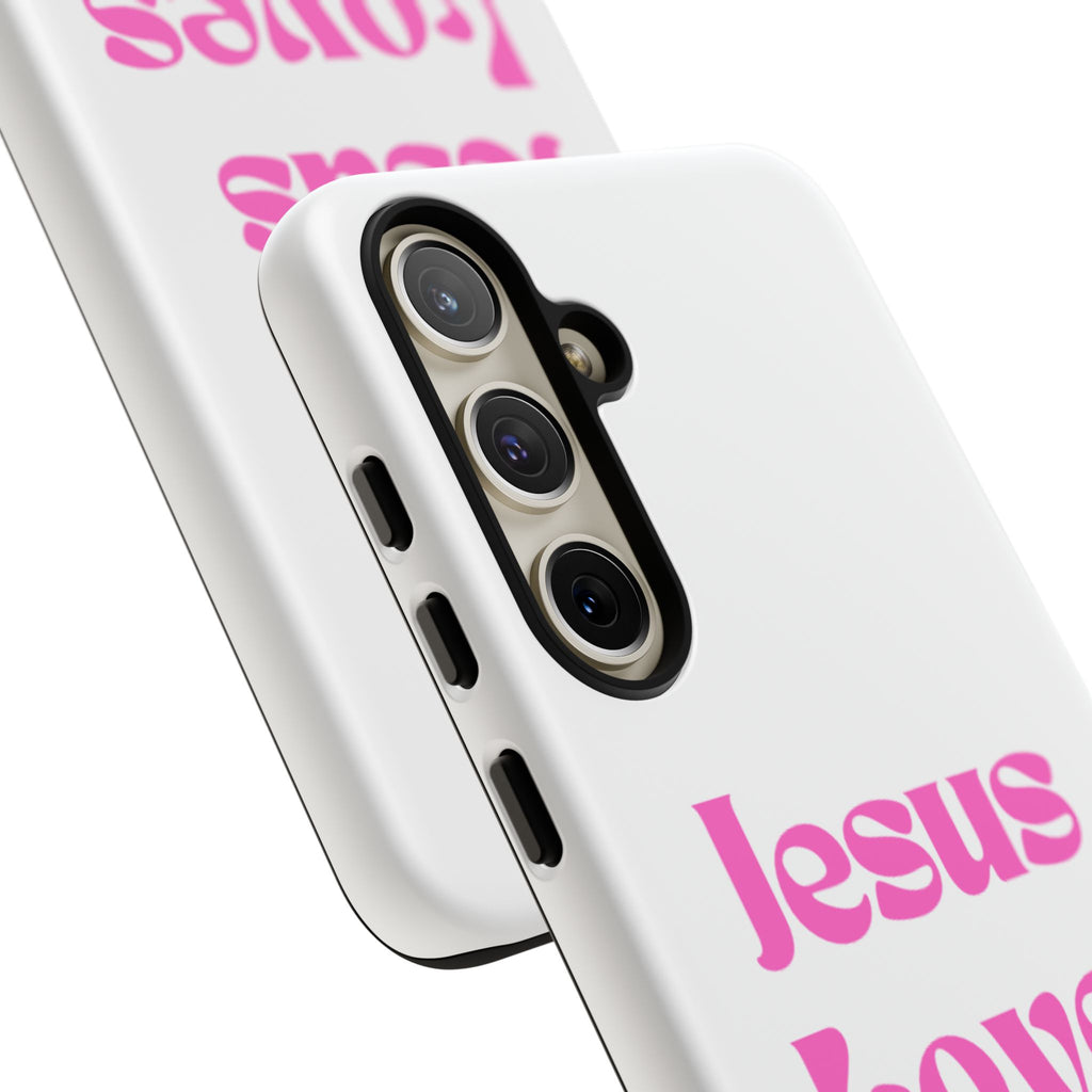 Jesus Loves You Phone Case — Pink Retro Christian Phone Cover
