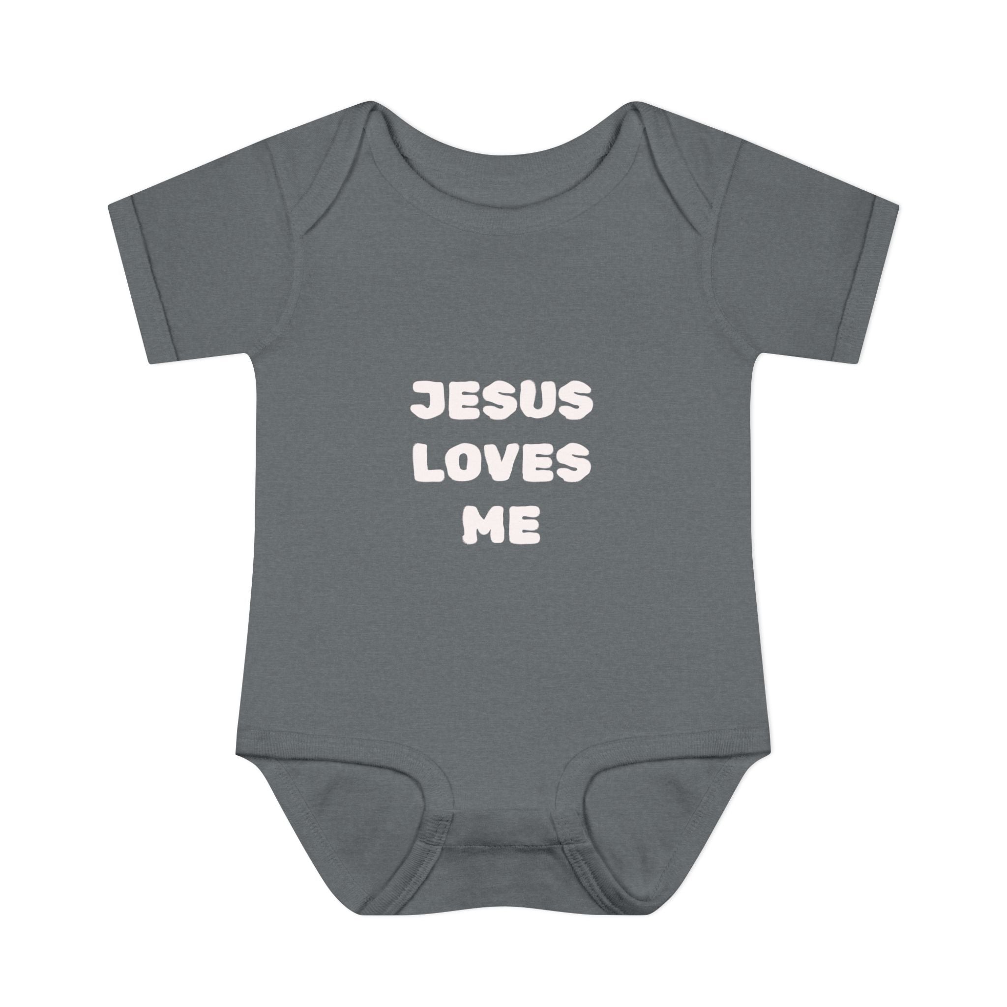 Jesus Loves Me Infant Rib One-Piece (Plain White)