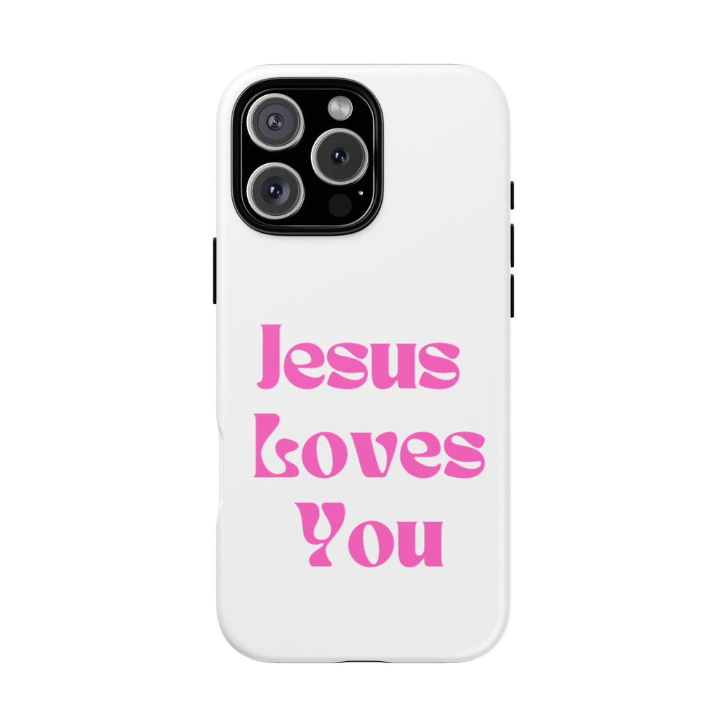 Jesus Loves You Phone Case — Pink Retro Christian Phone Cover