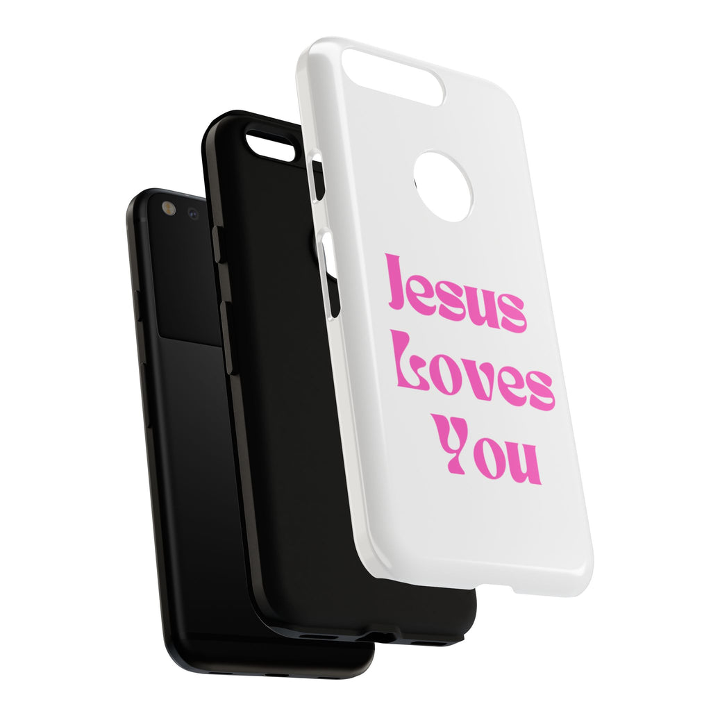 Jesus Loves You Phone Case — Pink Retro Christian Phone Cover
