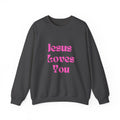 Jesus Loves You Sweatshirt — Pink Retro Faith Crewneck