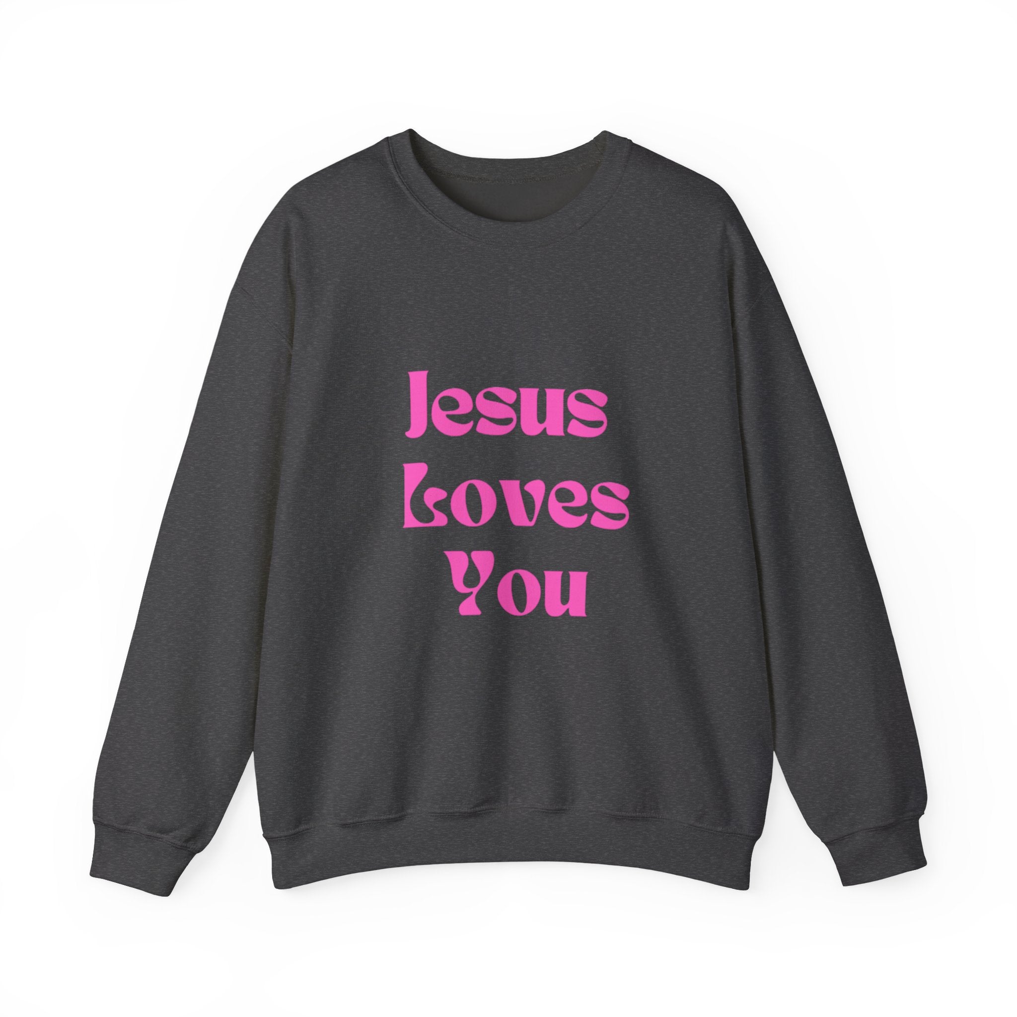 Jesus Loves You Sweatshirt — Pink Retro Faith Crewneck