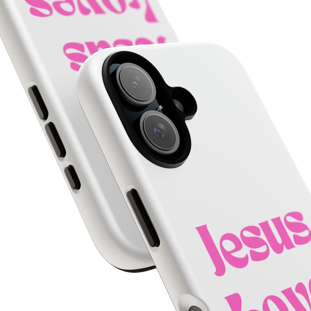 Jesus Loves You Phone Case — Pink Retro Christian Phone Cover