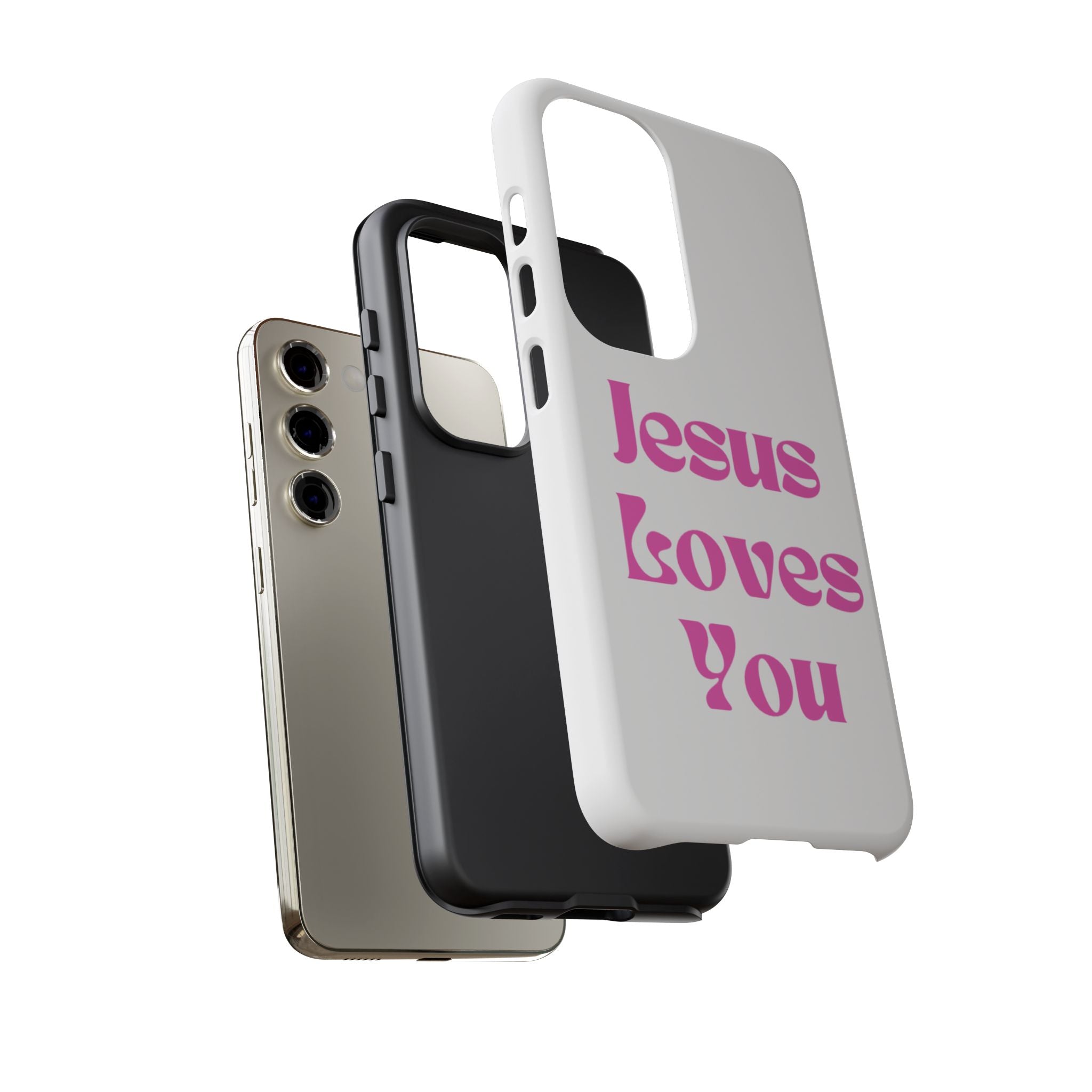 Jesus Loves You Phone Case — Pink Retro Christian Phone Cover