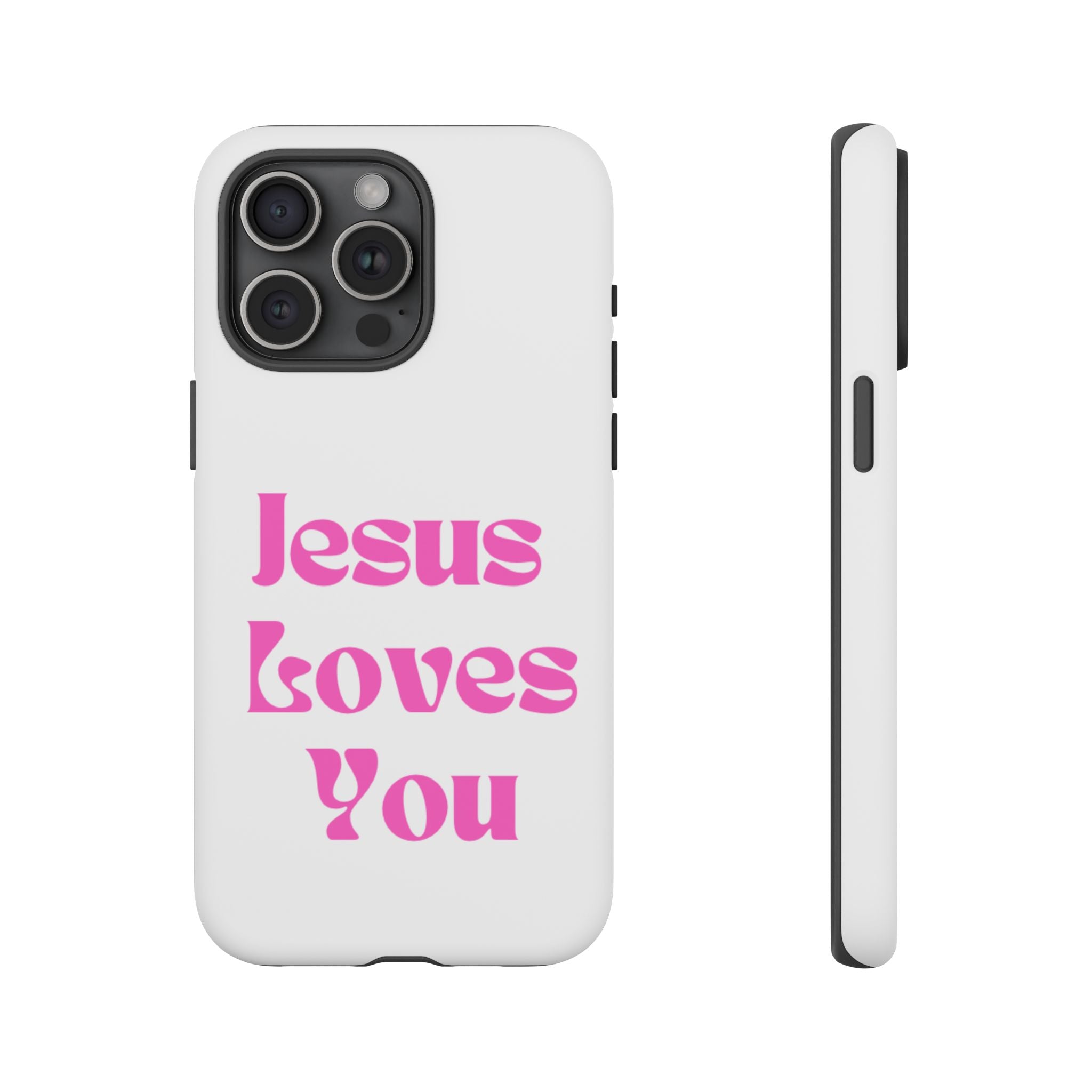 Jesus Loves You Phone Case — Pink Retro Christian Phone Cover