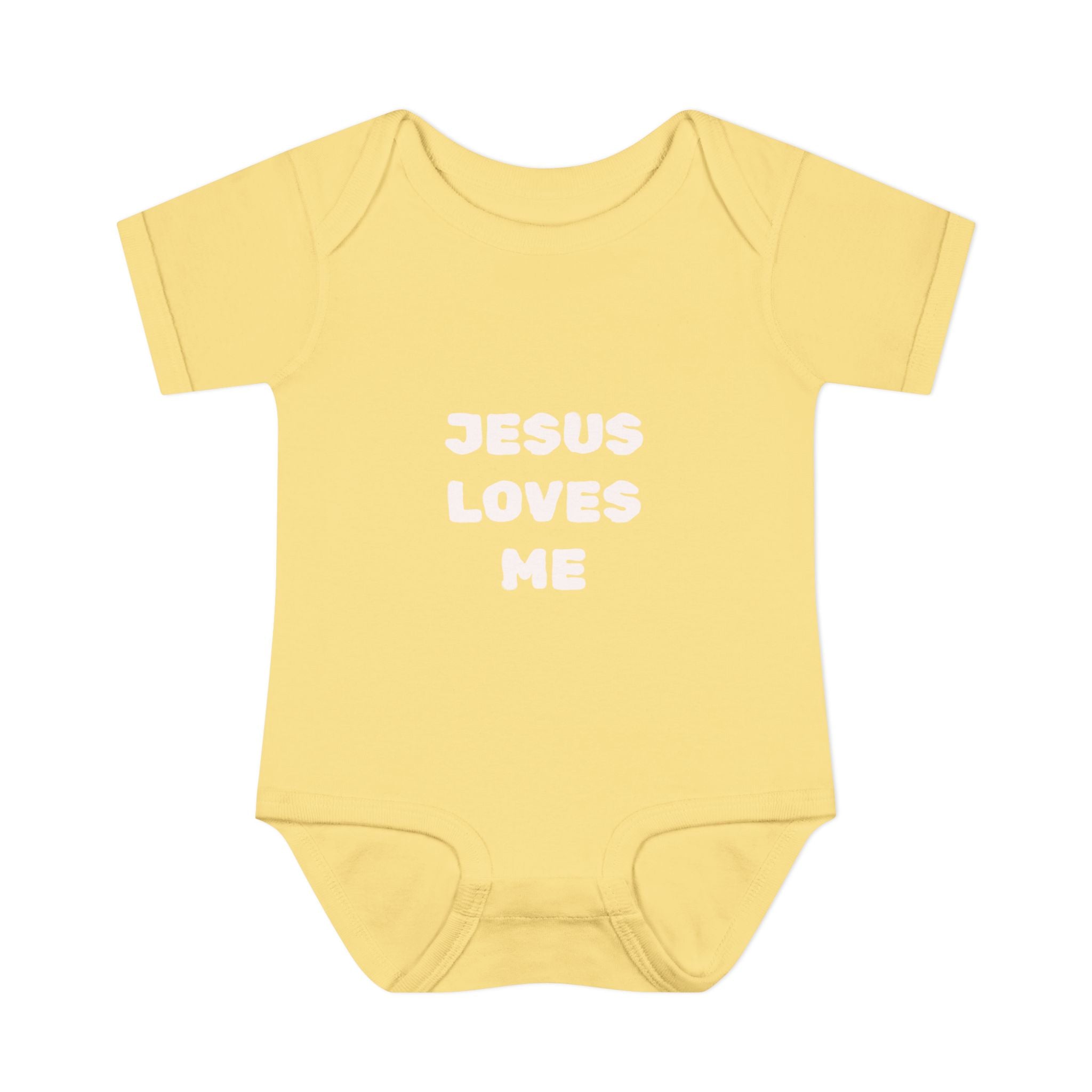 Jesus Loves Me Infant Rib One-Piece (Plain White)