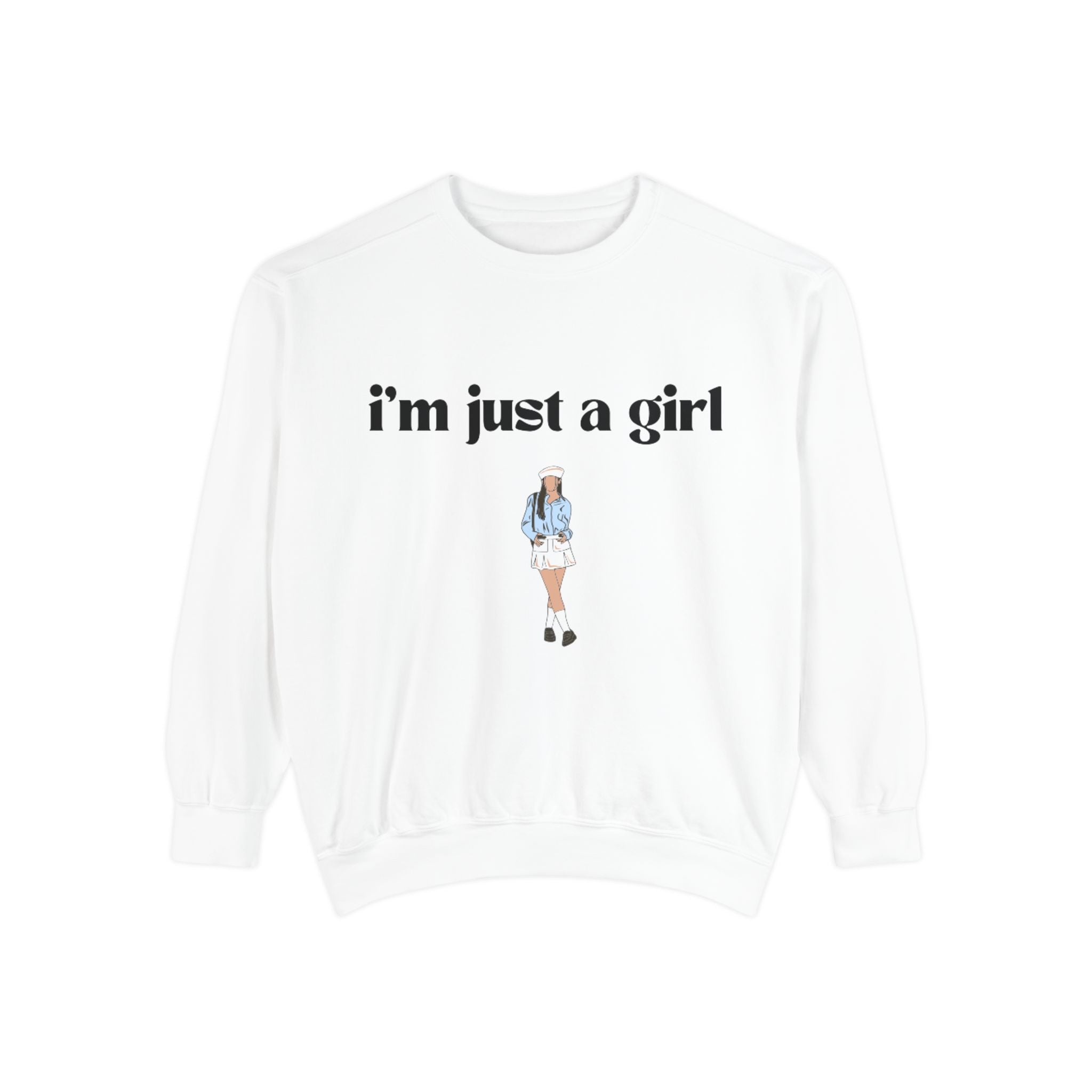 I'm Just a Girl Graphic Sweatshirt — Cute Casual Girl Illustration Pullover