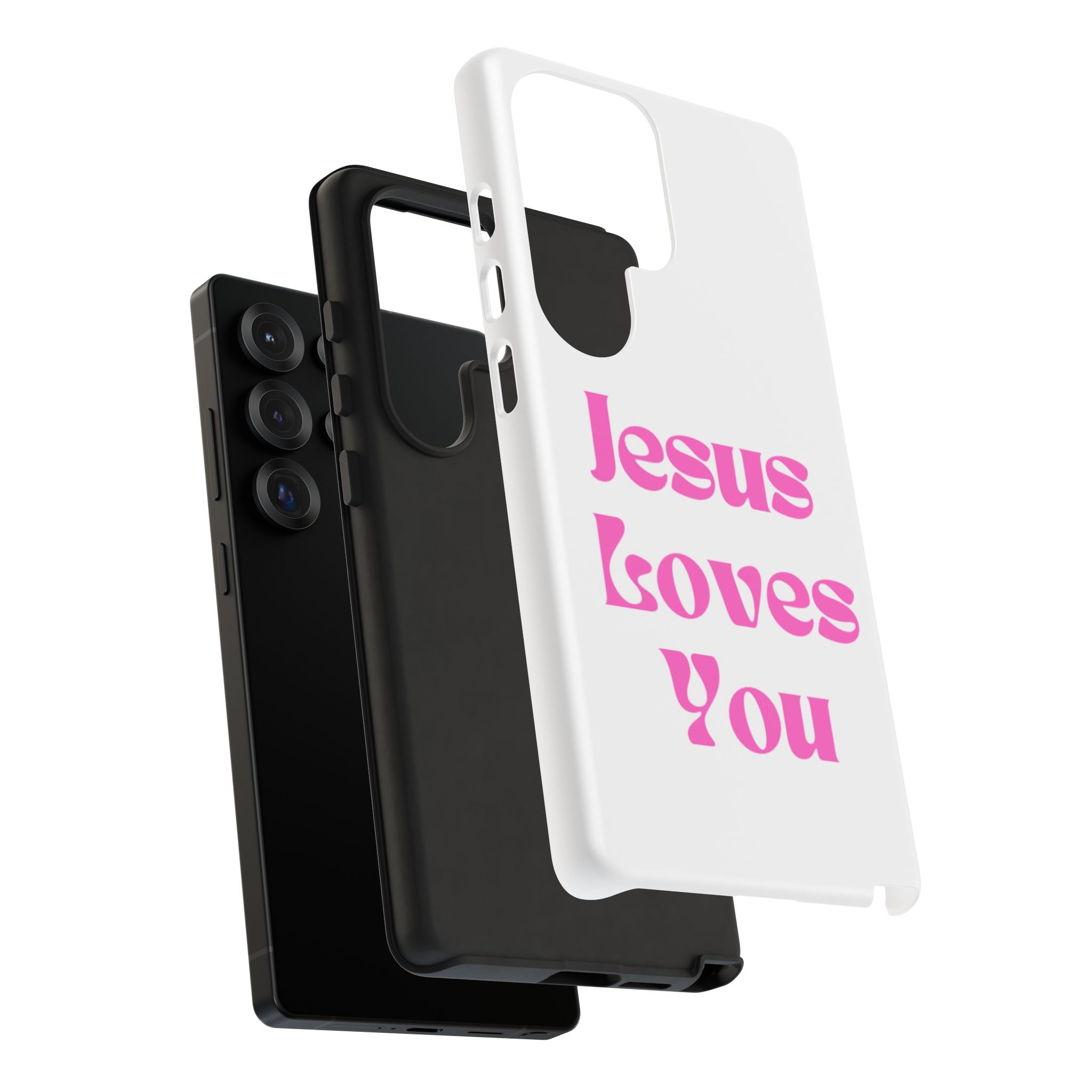 Jesus Loves You Phone Case — Pink Retro Christian Phone Cover
